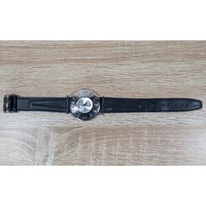 Fossil RH5936 Stainless Steel Quartz Watch Black Leather Band Japan